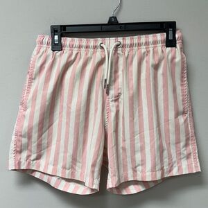 Bermies Men’s pink white stripe swimsuit trunks small